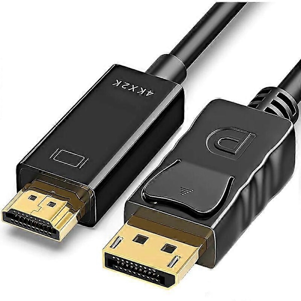 Displayport till HDMI-kabel Dator DP HDMI Monitor Konverterare HDMI DP Adapter Hög Kvalitet Guld Kontakter Stödjer 1080p Full HD 60Hz 1.8m