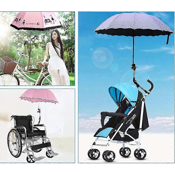 Barnvagn Paraplyhållare, Justerbar Paraplyhållare, Utdragbar Paraplyhållare i Stål, Paraplyhållare i Rostfritt Stål, För Barnvagn, Cykel, Utomhus