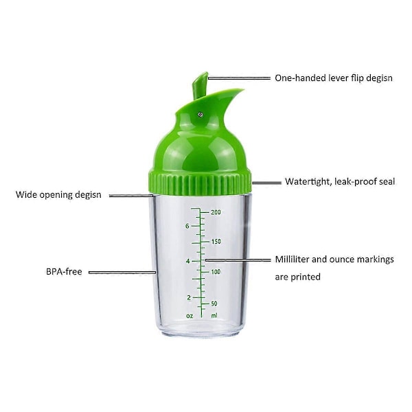 4-pak Salatdressing Shaker, 200 ml Dressing Mixer Shaker Flasker, Sort & Hvid & Grøn
