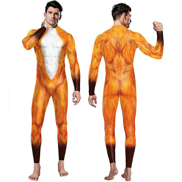 Halloween Cosplay -asu Hauska Body-puku Naisten Miesten Spandex Zentai -puku kokovartaloinen eläimen kallo printed Halloween-rekvisiitta style 2 XL