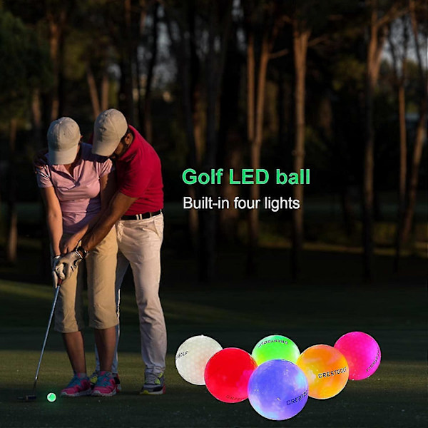 Led Golfbolde, Lyser Op Ved Stød Aktiveret Med 10 Minutters Timer Led Golfbolde Inkluderer Røde, Hvide, Blå, Pink, Gule Og Grønne Bolde 6 Farver
