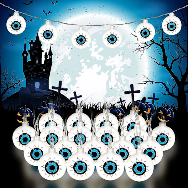 Halloween String Lights, 3m 20 Led Halloween 3d Pumpkin String Lights Batteridriven, Ip65 Vattentät Konstant på/blinkande String Lights For Hallow Eyeball String Lights