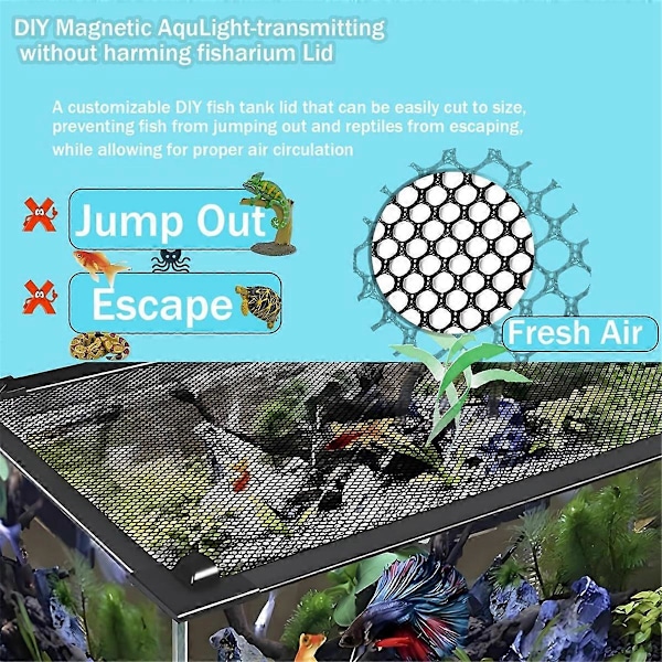 DIY Magnetiskt Akvarielock Fisktank Huv Anti-Hoppnät Skydd