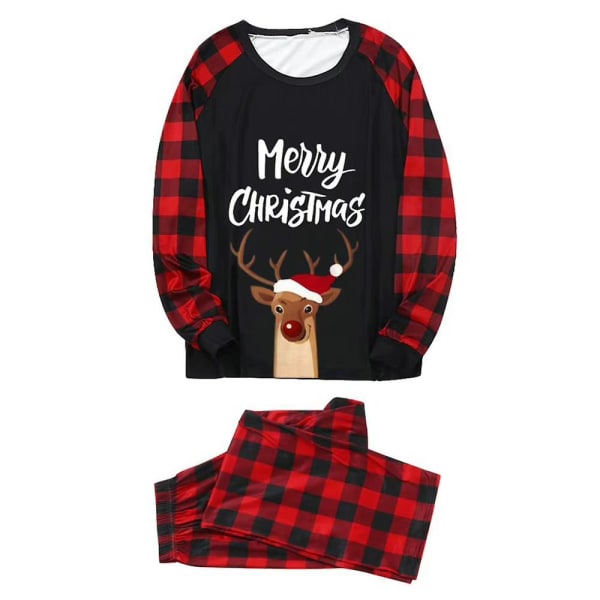 Glædelig Jul Familie Matchende Pyjamas Rensdyr Print Plaid Pyjamas Sæt Jul Kid 2XL