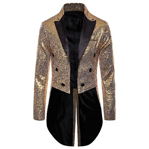 Mænd Skinnende pailletter Glitter Udsmykket blazerjakke Mænd Natklub Baldragt Blazer Kostume Homme Singers Scenetøj Smoking Ny Gold S