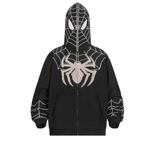 Spiderman hættetrøje til mænd Dame hættejakke Streetwearbedste gave til jul Black XL