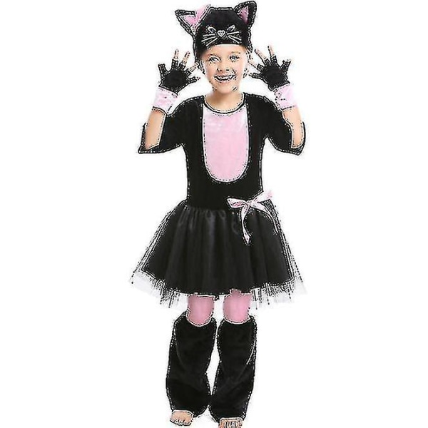 Snabb frakt Kostym För Tjej Rosa Svart Katt Klänning Kostym Halloween Carnival Party Mardi Gras Cosplay Hög kvalitet 105-120CM
