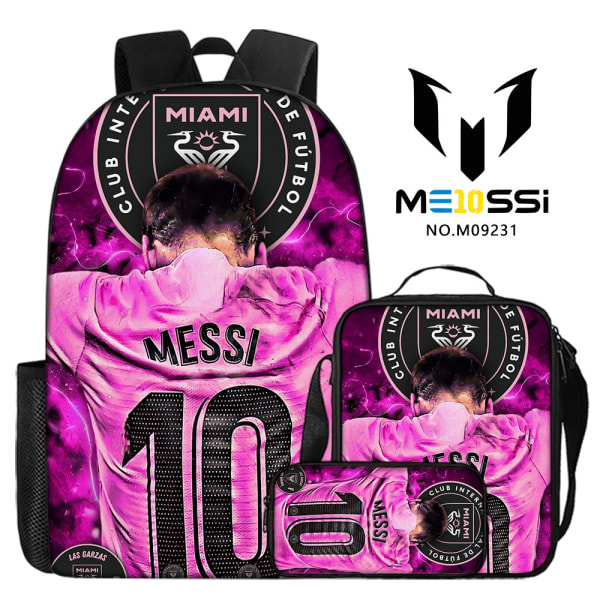 3-delad set av fotbollsstjärnan Messi perifera ryggsäckar, skolväskor för grundskole- och gymnasieelever, digitaltryck campusryggsäckar style 11