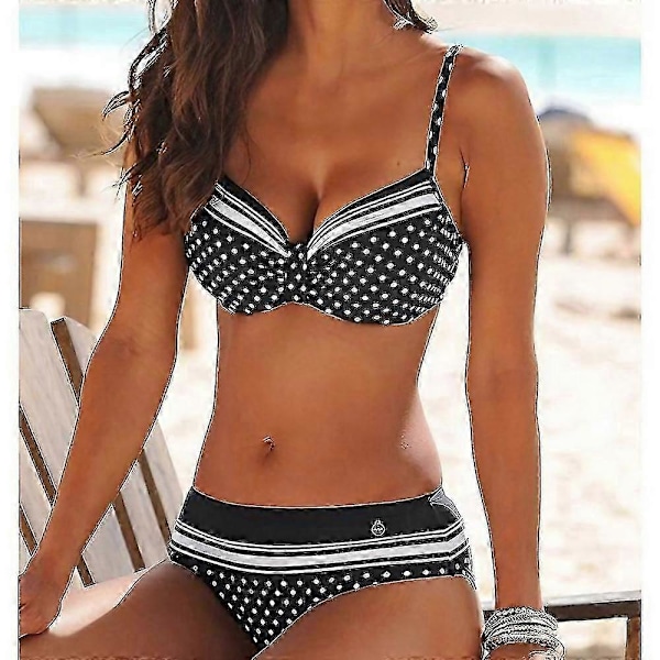 \"Dame Badetøj Bikini Badedragt 2 Dele Print Polka Dot Stilfuldt Strandtøj Badedragter\"