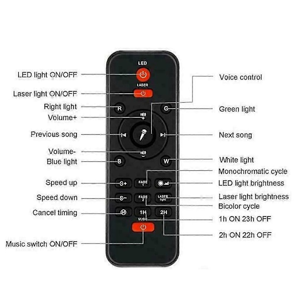 LED Natlampe Lysstyrke Justerbar Musik Stjerne Projektor Lampe Bluetooth Timer