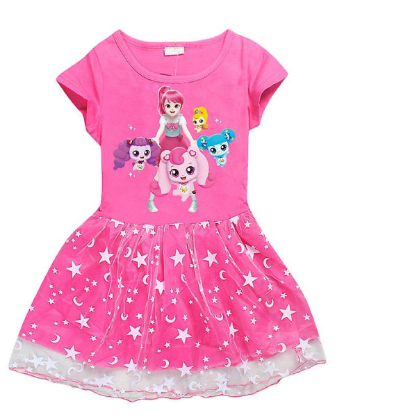 Jente Sommerkjole Heart's Ping Prinsessekjole Anime Cosplay Kostymer Jente Bursdagsfest Klær Sports Plettert Skjørt W1469-pink 130(6T)