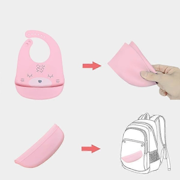 Haklapp för måltider - Enkel, Silikonmaterial, Rosa färg
