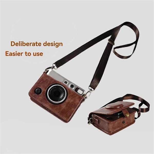 PU Läder Kameraväska för Fujifilm Instax Mini EVO Skyddsfodral, D