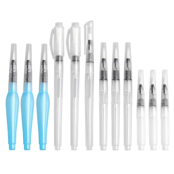Akvarellpenslar Set, 12-pack Vattenpenslar Återfyllningsbara Akvarellpenslar Bläck och Vattenpenslar