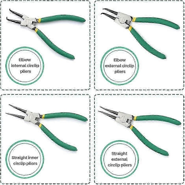 Låsringstång Mini Tänger Tångverktygssats, Ringtång Verktygssats Raka Böjda Inre Yttre Tångset Med Bärväska Halkfritt Handtag