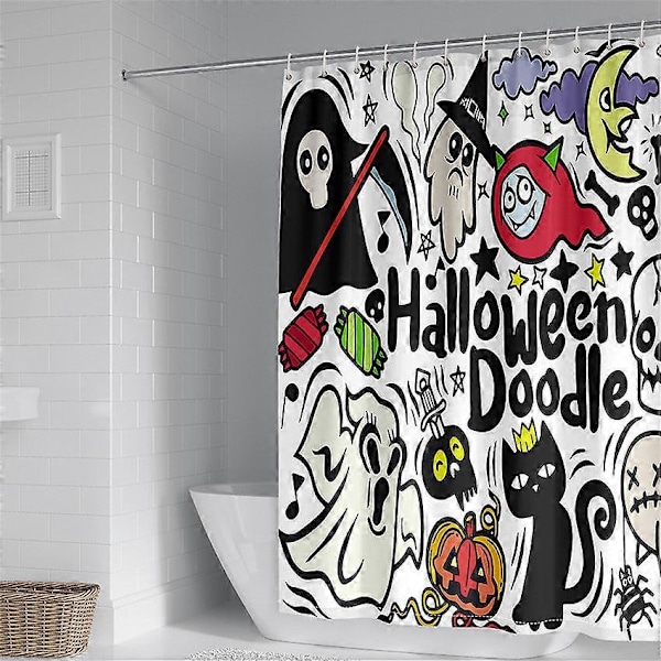 Halloween Xmas Julegaver Dekoration Fortykket Vandtæt Bruseforhæng Horror Bruseforhæng