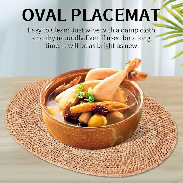 Rottinkipunos Pöytätabletit Soikeat Pyöreät Pöytämatot Liukumattomat Lämmönkestävät Tabletit Luonnollinen Monikäyttöinen