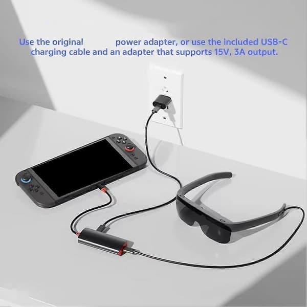 Universal 4K60Hz USB C-adapter til Switch 2/1, telefon, tablet, Steam Deck - Tilslut til VITURE, RayNeo, AR-briller