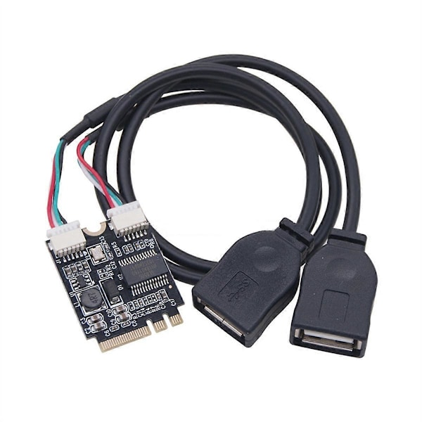 M.2 til USB Riserkort 480Mbps M.2 KEY A+E til Dobbelt Port USB2.0 Udvidelseskort med Riserkabel til W