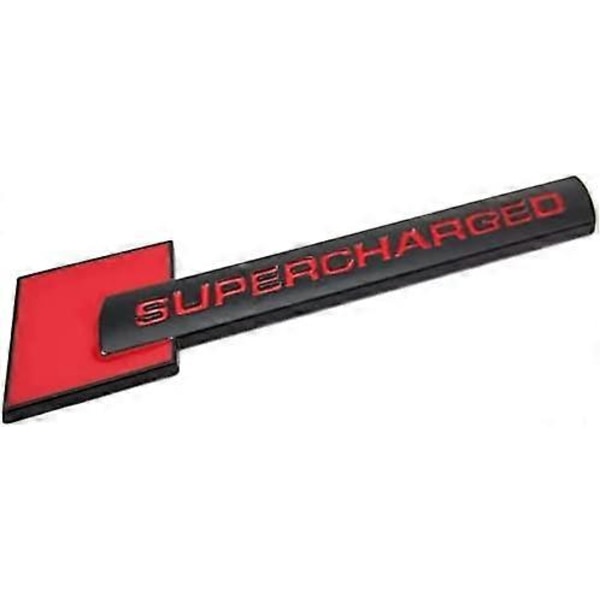 2 stk. Metal Supercharged Premium Auto Badge Bagklap Sticker Side Skærm Decal (Sort-rød)