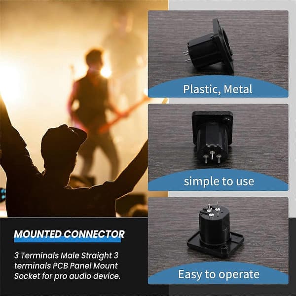 XLR Hanplugg Rak Panelmonterad Kontakt 10 Stycken