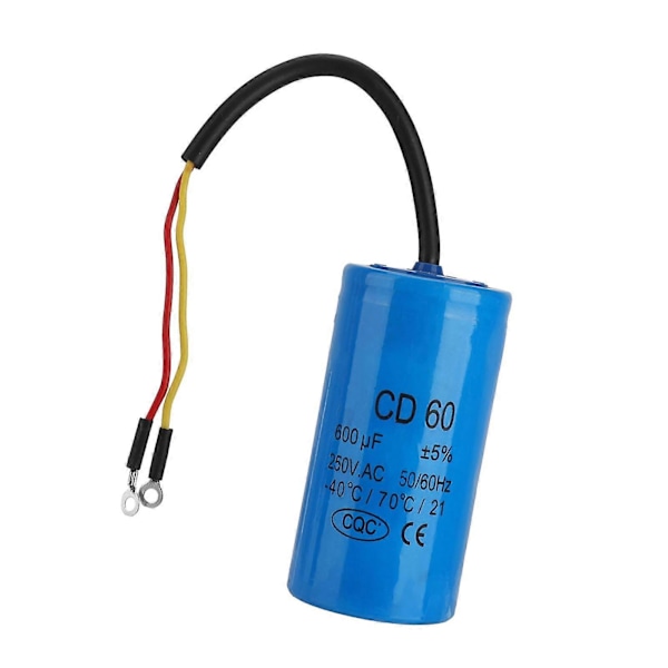 CD60 Startkondensator 600uF 250V AC för Luftkompressormotor 50/60Hz med Kabel