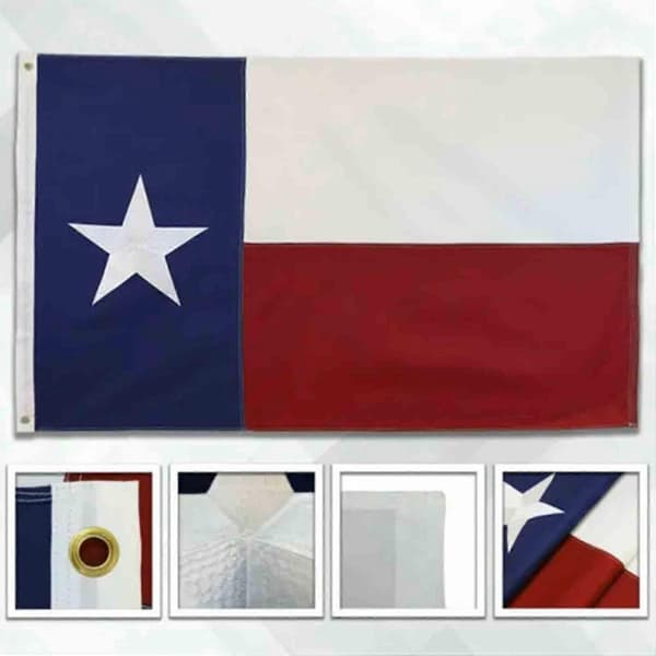 PringCor Texas Flagga 3x5FT Broderad Utomhus Tålig Kraftig