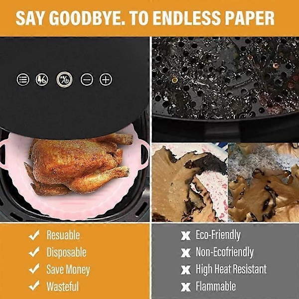 Airfryer silikonmatte multifunksjonell liner frityrkoker bakebrett Rosa + blå totalt 2 STK