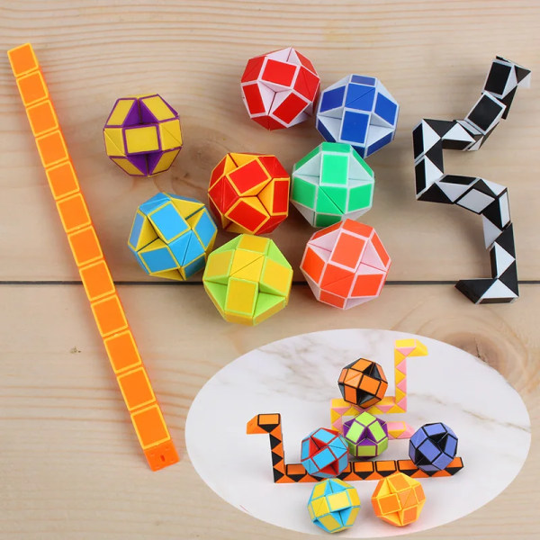 6 stk./sæt Folding Magic Snake Lineal Puslespil Antistress Cube Pædagogisk legetøj Børn Fødselsdagsfest Favoritter Goodie Bags Skolebelønning 6pcs Color random