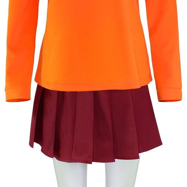Anime Velma Cosplay Kostume Film Karakter Orange Uniform Halloween Kostume Til Kvinder Piger Cosplay Kostume Paryk short version XXL