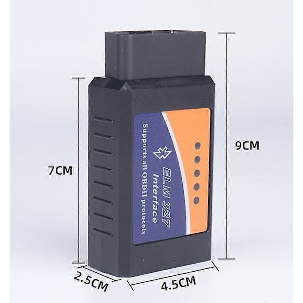Usb Scanner V1.5 Bluetooth Kode Læser Auto Diagnostisk Værktøj Designet til Biler, Sort, 9*4.5*2.5cm