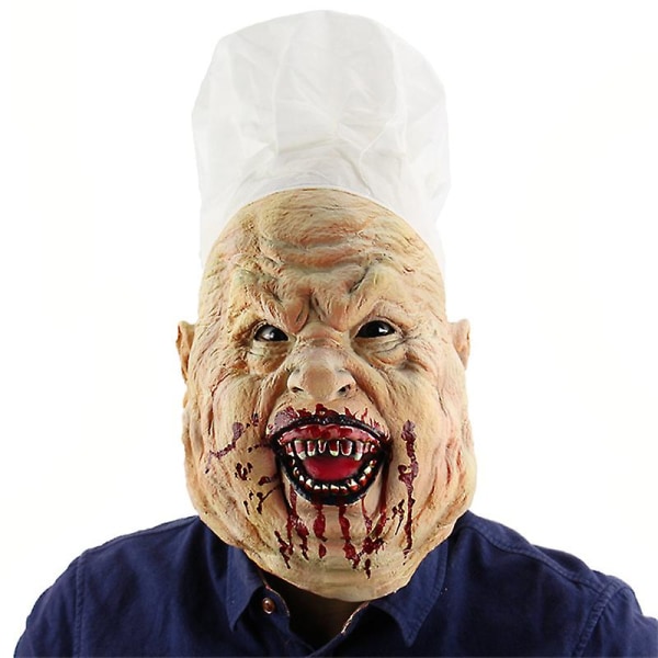Halloween Chef Dress Up Hætte Skræmmende Slagter Latex Mask Party Gummi