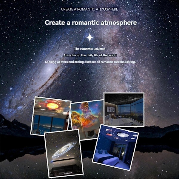 Projektor Natlampe Planetarium Projektor 360 Graders Rotation Stjerneprojektor Lampe til Soveværelse Stjernebarn