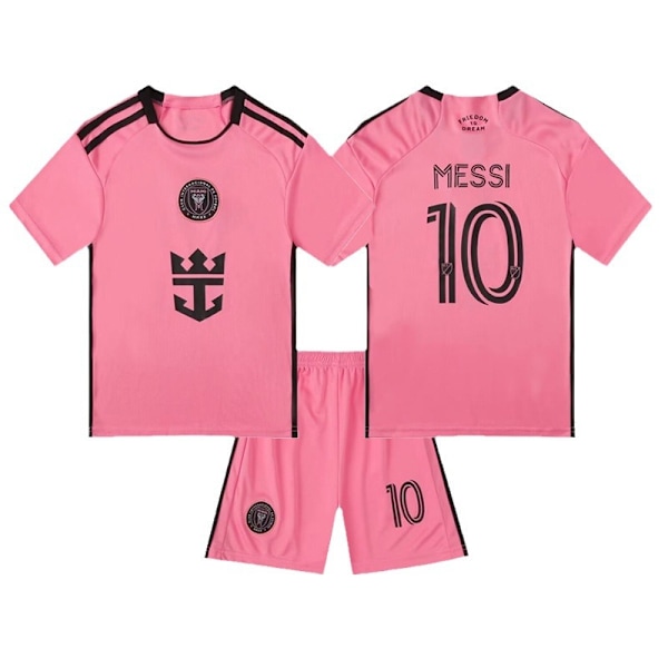 2425 Miami Messi nr. 10 Hjemme- og udebanetrøje Børns Mænd og folkeskoleelevers Sports Shorts-ærmet Fodboldtøjssæt 2425 Miami Home 10 20