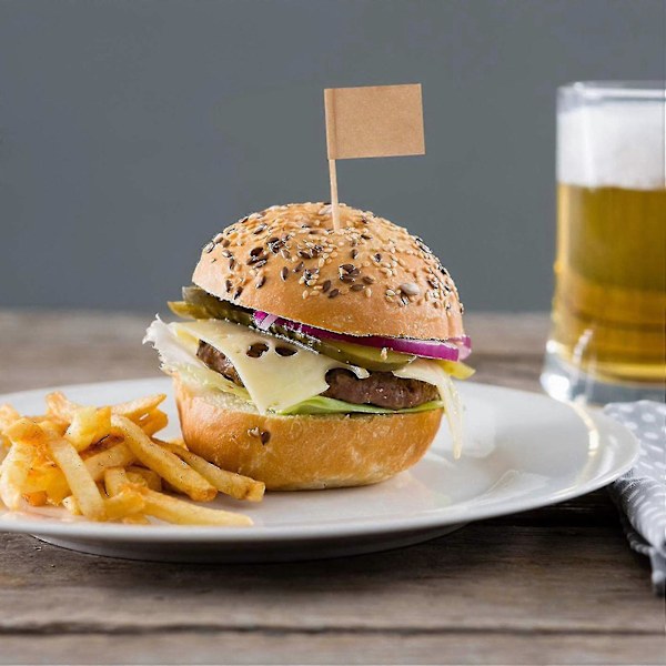 200 Pak Kraft Papir Flag Picks Ostemarkører Kompatible Med Cupcake, Mad