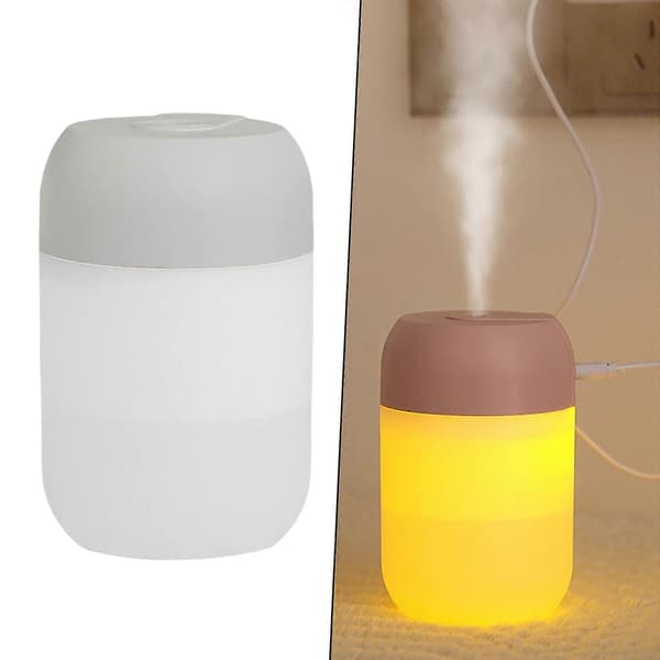 Mini luftfukter nattlampe stille varmt lys 300ml reise