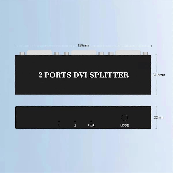 DVI-jakaja 1X2 Kytkin Laajenninadapteri 1 DVI-D-sisääntulo ja 2 DVI-D-ulostulo Kaksoisnäyttöä varten
