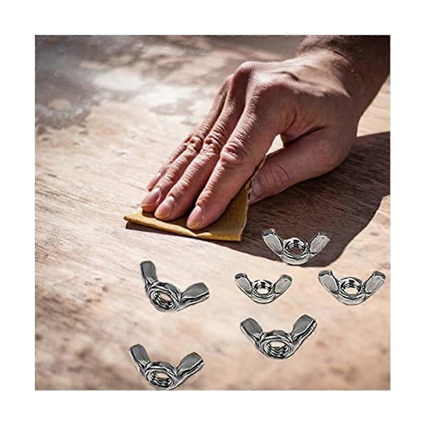 Vingmutter, 100 st Rostfritt Stål Vingmutter Kit med 52 Brickor, Metrisk Gänga Vingskruv, Handskruv