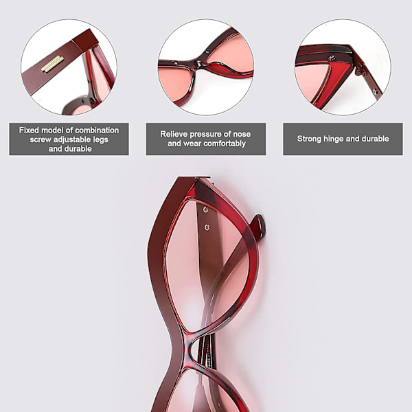 Ubiuo Retro Cateye Solbriller Sjove Store Øjneform Briller Trendy Søde Læber Design Browline Kombination B2763