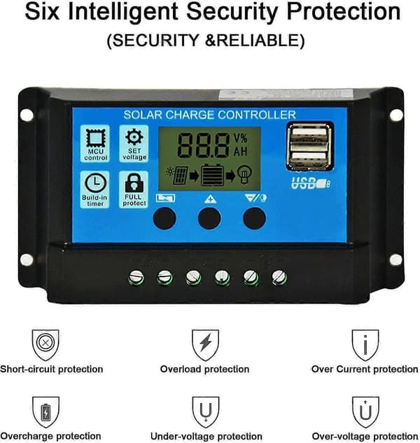 Solar Laderegulator, 20a Solcellepanel Regulator 12v/24v Pwm - ya