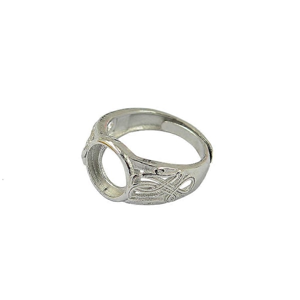 Sølv 10mm Rund Bezel Pad Justerbar Klo Ring Emne Baser Innfatning