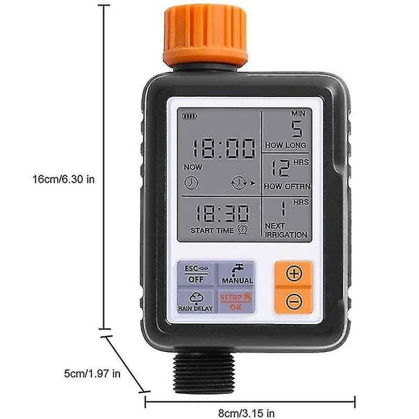 Automatisk Programmerbar Digital Vandtimer, 3 Tommer Stor Skærm, Vandingsmodel, IP 65 Vandtæt