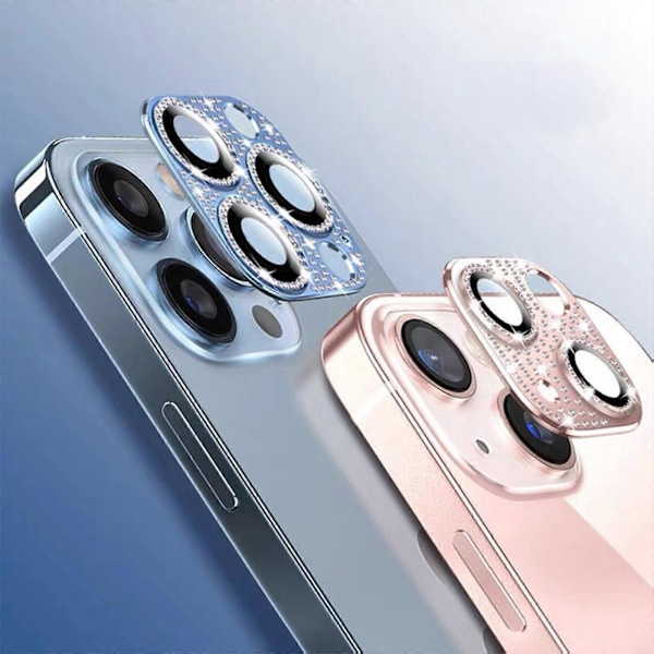 2 st Bling Metallskydd för iPhone 15 Pro Max/ 15 Ultra/15 Pro Kameralinsskydd, Glitter Diamant Linsskyddsglas Skärmskyddstillbehör