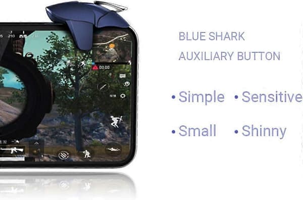 Spilcontroller Mobil Trigger PUBG L1R1 Trigger Skydning Mobiltelefon Mobile Gamepad Joystick Universal til Android og iOS, Blue Shark