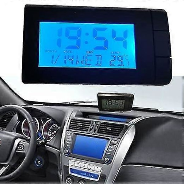 LCD Temperatur Bilklocka, Biltermometer för Instrumentbräda Bakgrundsbelysning Digital Klocka Nattemperaturvisning för Lastbil