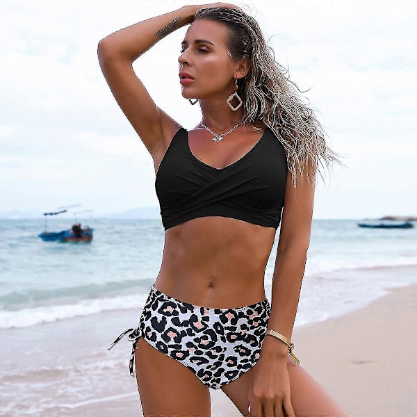 Sexig Högmidjad Enfärgad Bikini Baddräkt