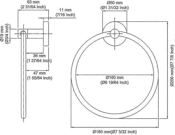 Håndklestang Ring Håndklestang Børstet Rustfritt Stål Sus304 Håndkleholder Rund_s