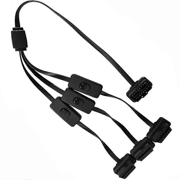 Obdii Obd2 16-stifts Splitter Förlängning 1x Hane Och 2x Hona Förlängningskabel
