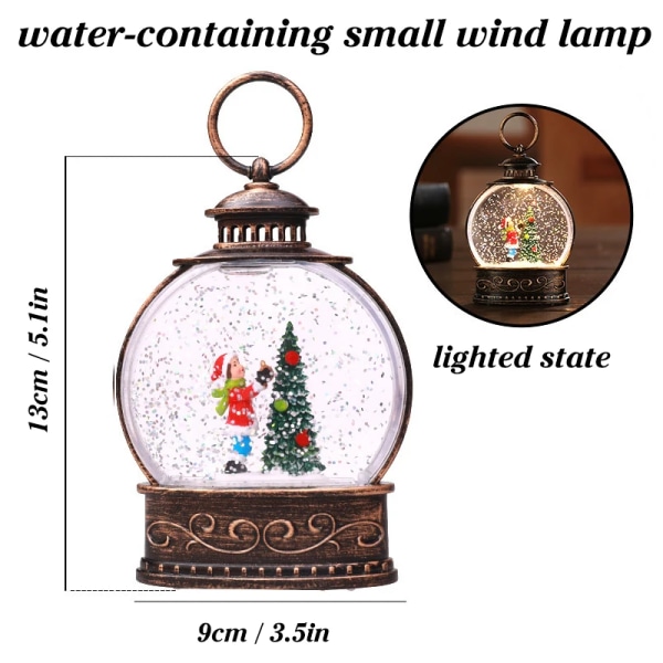 Hengende julesnøkulelykt med flimmer Glitrende simulering LED-nattlys nyttår 2024 dekorasjon julegave Child Water