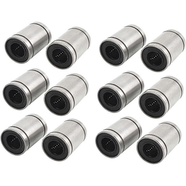 12 st LM8UU Linjära Lager för 3D-Skrivare, RepRap Prusa Mendel DIY CNC Rörelse, Prusa Mendel, Reprap (8mm x 15mm x 24mm)